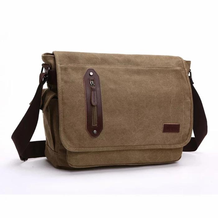 Gambar Tas selempang kanvas Tas laptop 8802 Khaki Krem Tas pria Tas import - khaki, Big dari LegumStore undefined Tokopedia