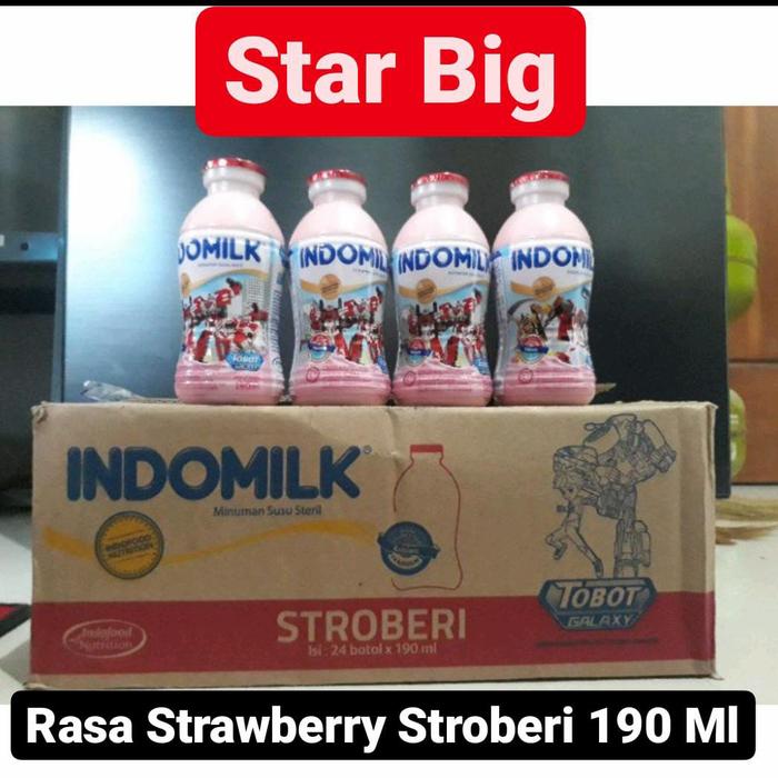 Gambar Indomilk Susu Botol Cair Strawberry Stroberi 190 ml 1 Karton 24 Botol dari Star Big 26 undefined Tokopedia