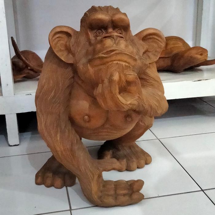 Gambar patung monyet - patung monyet tutup mulut dari Patung kayu bali_NEW undefined Tokopedia