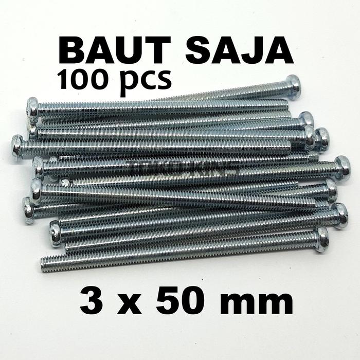 Gambar Baut kepala obeng plus 3mm 3 x 50mm JP M3 x 50 per 100 pcs dari TOKO KINS undefined Tokopedia