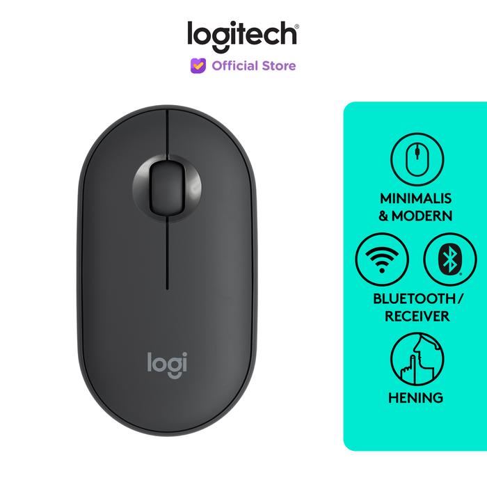 Gambar Logitech Pebble M350 Mouse Wireless Bluetooth Slim Silent - Hitam dari Logitech Official Store undefined Tokopedia
