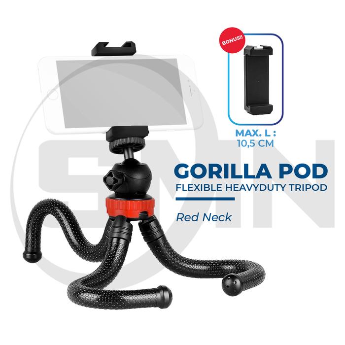Gambar Tripod Flexible GORILLA POD HEAVYDUTY DSLR mirorles kamera smartphone - RED NECK dari CameraIndo undefined Tokopedia