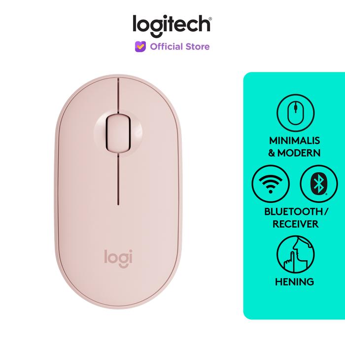 Gambar Logitech Pebble M350 Mouse Wireless Bluetooth Slim Silent - Merah Muda dari Logitech Official Store undefined Tokopedia
