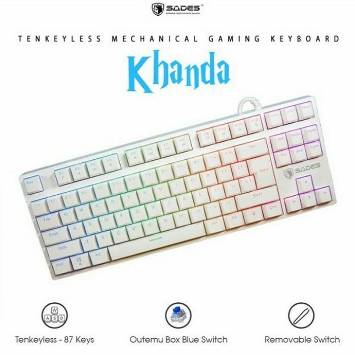 Gambar Keyboard Gaming Mechanical TKL Sades Khanda / Sades Khanda keyboard - Putih dari DM Fancy Accessories undefined Tokopedia