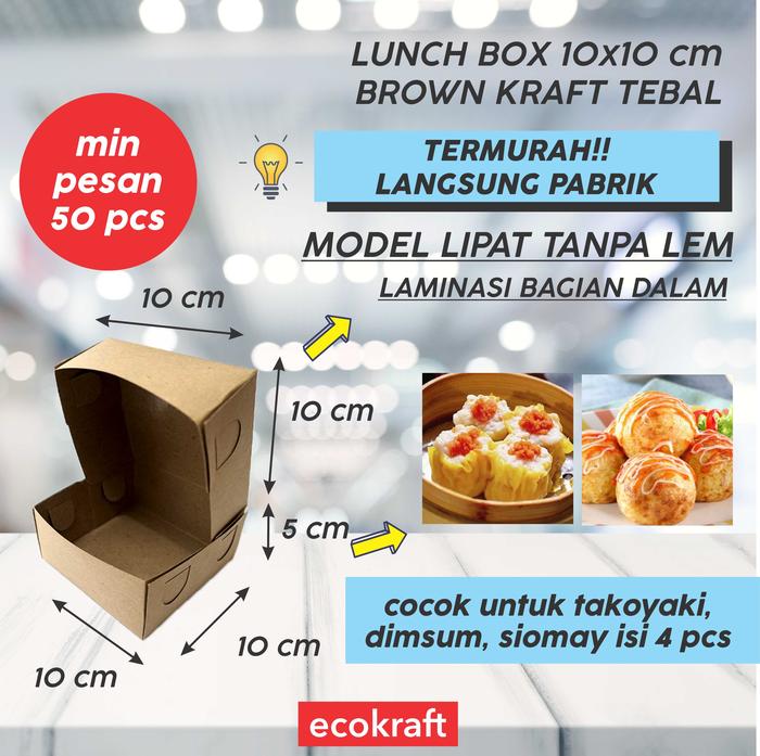 Gambar LUNCH BOX SMALL XTRA SMALL KOTAK DUS TAKOYAKI DIMSUM SIOMAY - KOTAK 10X10, Cokelat dari KOPILICIOUS undefined Tokopedia