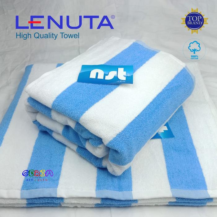 Gambar Handuk Tebal Jumbo Pantai Lenuta NST Stripe 95x150cm - Biru Putih - BIRUMUDA-PUTIH dari Hommi id undefined Tokopedia