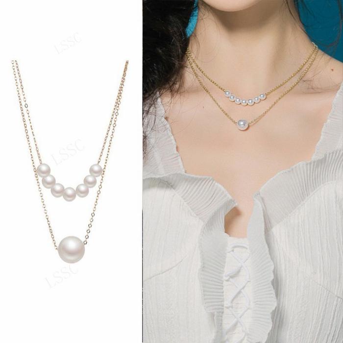 Jual kalung necklace mutiara Korea 