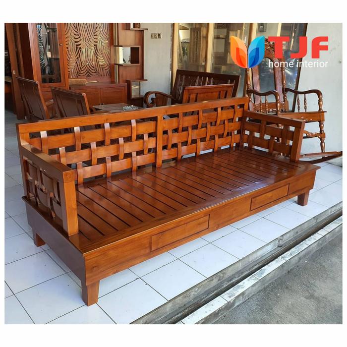 Gambar Bale-bale Kepang Anyaman Jati Minimalis, Bangku Kepang, Resban Kepang Furniture Kayu Chairs dari TAHUNAN JAVA FURNITURE undefined Tokopedia