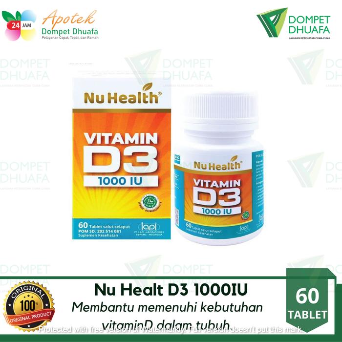 Gambar Nu Health Vitamin D3 1000 IU//Suplemen Makanan isi 60 Tablet dari Apotek_Dompet_Dhuafa undefined Tokopedia