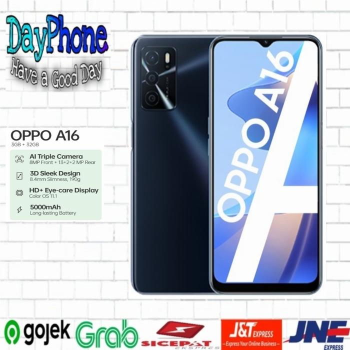 Gambar Oppo A16 3/32 RAM 3GB ROM 32GB GARANSI RESMI - Hitam dari DayPhone undefined Tokopedia