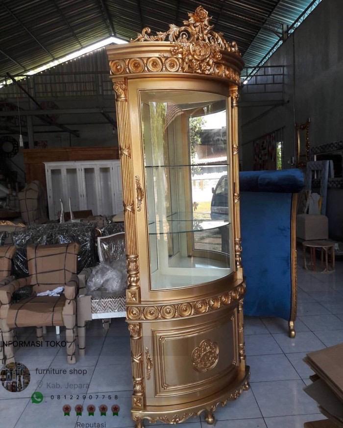 Gambar lemari hias sudut pintu satu finising gold - Duco gold dari indojatizen undefined Tokopedia