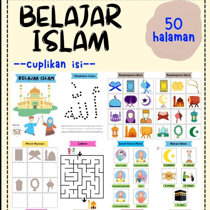 Gambar 100 HAL Worksheet Anak ISLAMI BELAJAR AGAMA ISLAM MUSLIM Buku TK PAUD - 50 hal dari MEAM Mainan Edukasi undefined Tokopedia