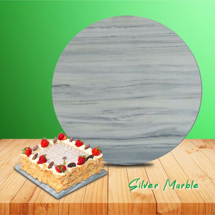 Gambar Tatakan Kue - Alas Kue - Cake Board - Cake Tray - No. 25 - Kotak, Silver Marble dari PAWON 88 undefined 4 Tokopedia