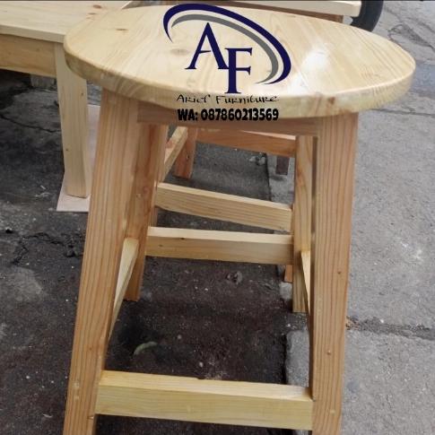 Gambar Bangku Bulat Bangku cafe Bangku cantik Serbaguna - Natural kayu dari Arief Furniture 04 undefined Tokopedia