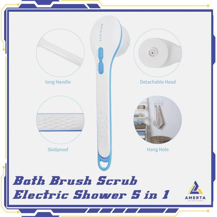 Gambar Alat Gosok Punggung Mandi 5 in 1 Pijat SPA Elektrik Shower Bath Scrub dari Amerta Center undefined Tokopedia