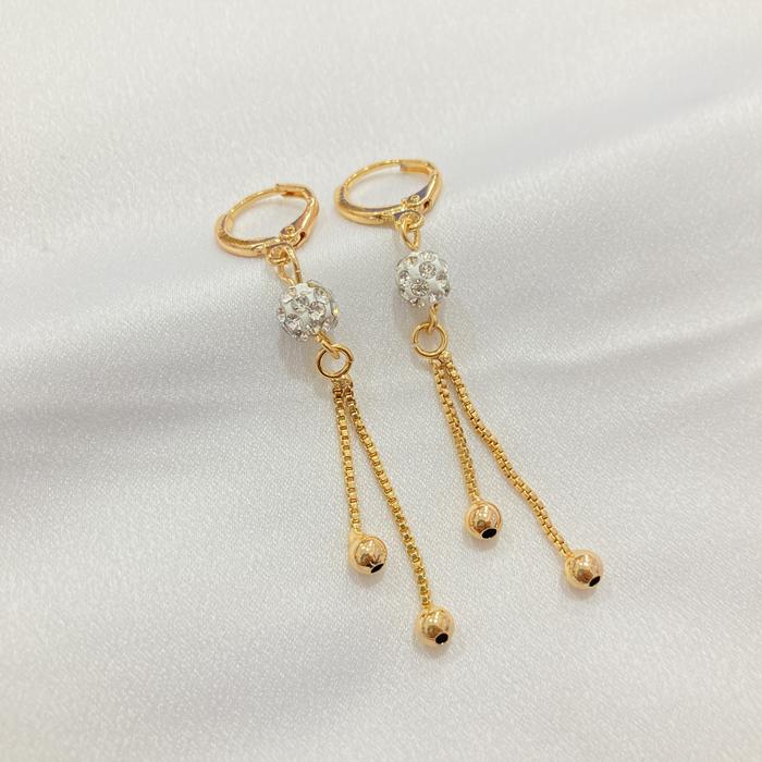 Gambar Anting Gantung Lapis Emas Permata Aksesoris Perhiasan Wanita L22A - MODEL D dari Noin Accessories Offcial Store undefined Tokopedia