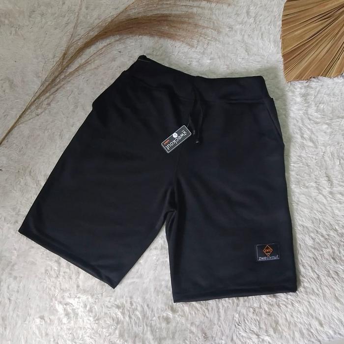 Gambar Celana Pendek Pria Wanita Polos / Boxer Celana Tidur Bahan Adem, Hitam - Hitam, M dari ZWK LABEL SHOP undefined Tokopedia