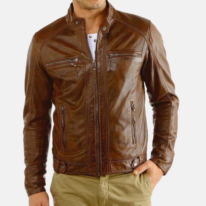 Gambar jaket kulit asli domba terbaru super leather - tan, S dari Alfatih jaket kulit garut undefined Tokopedia