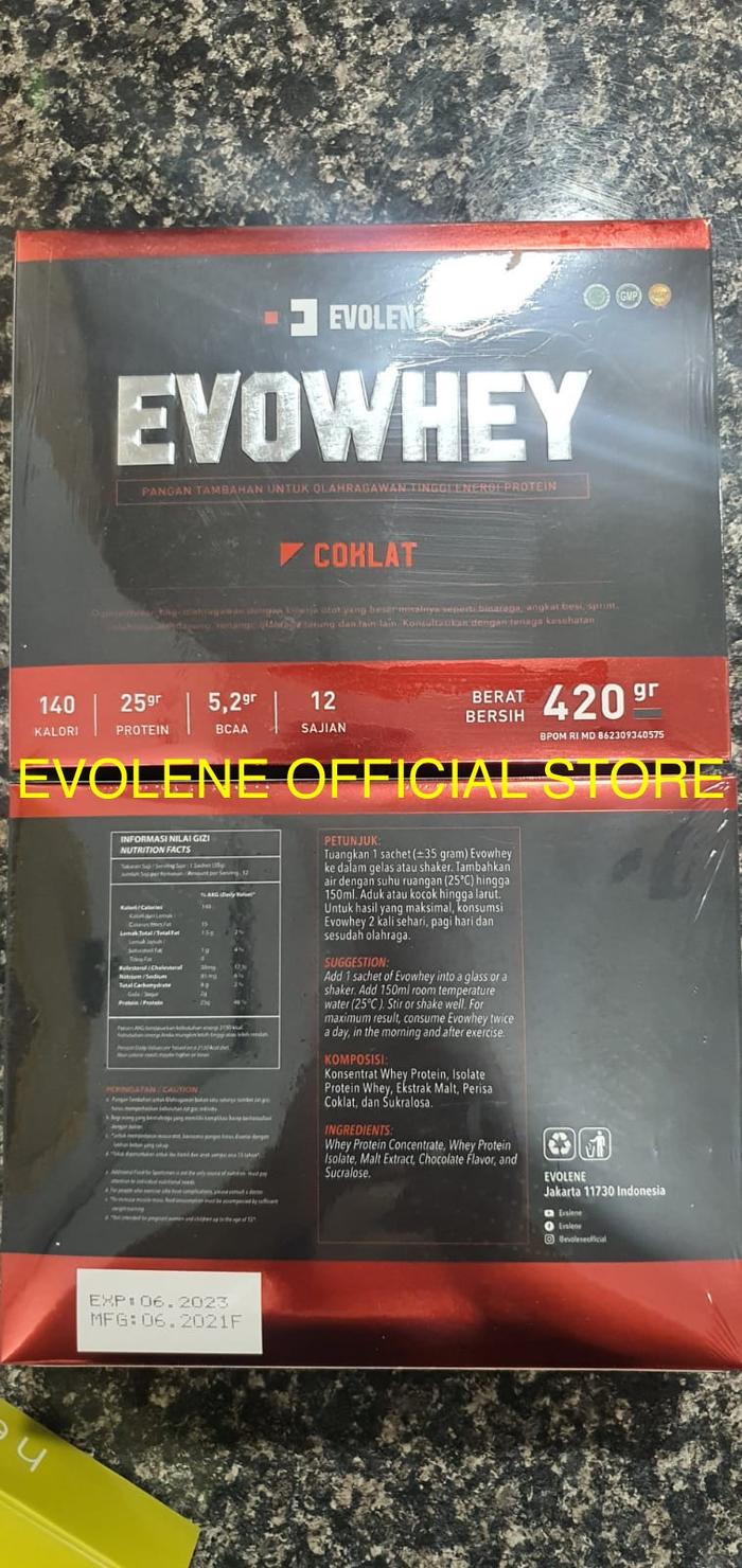 Gambar Evolene EVOWHEY Whey Protein 420 Gram gr 420 12 sachet - Cokelat dari Evolene Official Store undefined Tokopedia