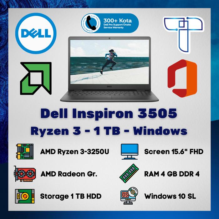 Laptop Dell Notebook Inspiron 3505 Ryzen TB HDD Radeon WIN  4GB, 1TB HDD