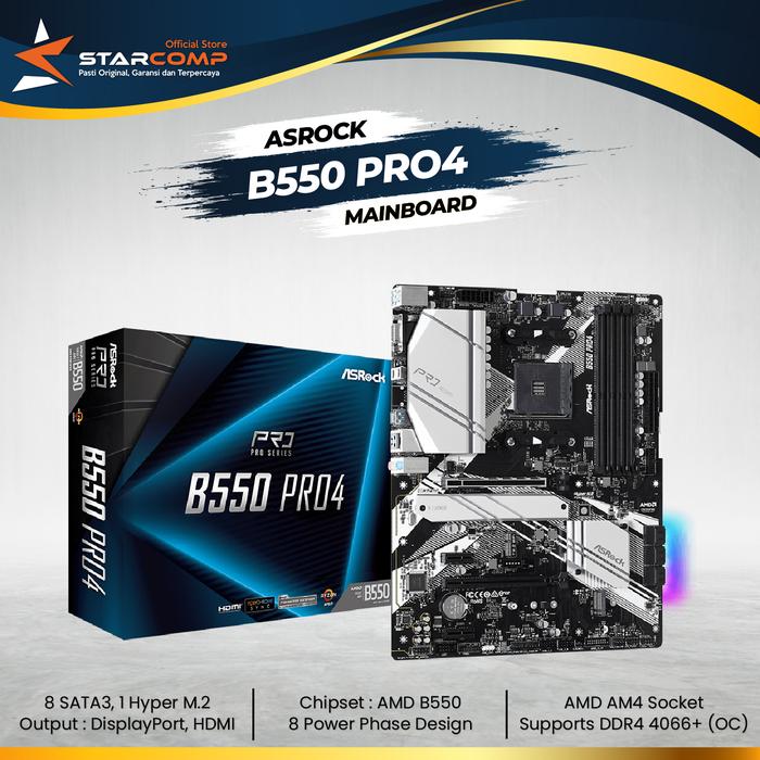Gambar ASROCK B550 PRO4 MOTHERBOARD AMD AM4 dari Starcomp Origin undefined Tokopedia