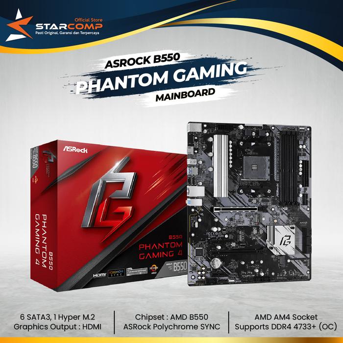 Gambar ASRock B550 Phantom gaming 4 AM4 DDR4 dari Starcomp Origin undefined Tokopedia