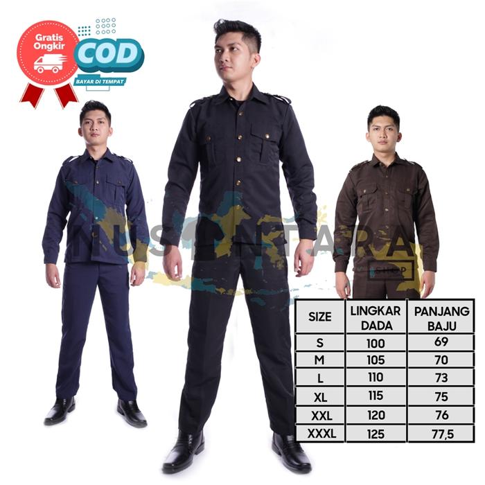 Gambar Seragam Safari Satpam Security Lengan Pendek Dan Lengan Panjang Seragam Driver - HITAM PANJANG, S dari NusantaraOfficialShop undefined Tokopedia