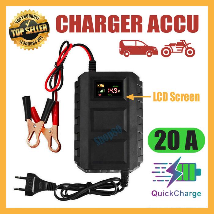Gambar Charger Accu Otomatis 12V 10A / 20A Alat Cas Casan Aki Motor Mobil - Hitam 20A dari Shop-80 undefined Tokopedia