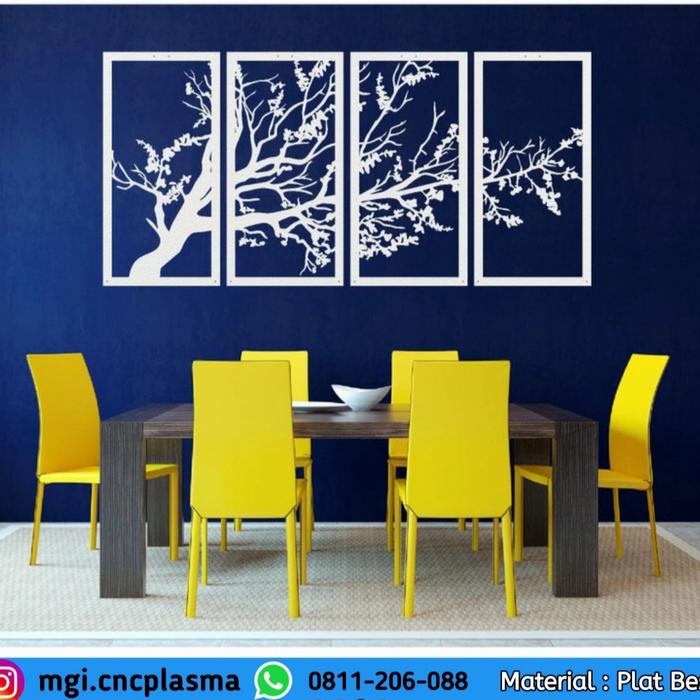 Gambar Hiasan dinding motif pohon 4 set - Putih, M dari Pasbentech undefined Tokopedia