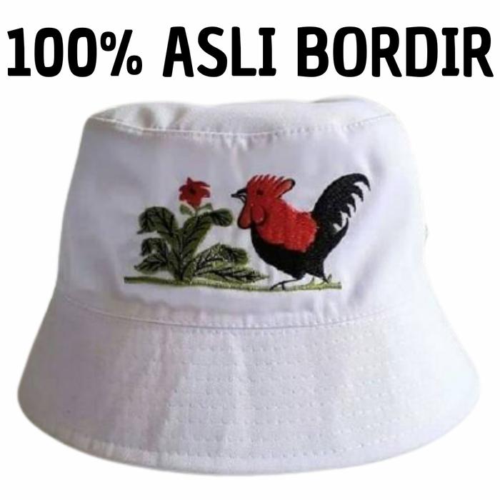 Jual Topi bucket dewasa BORDIR ayam 