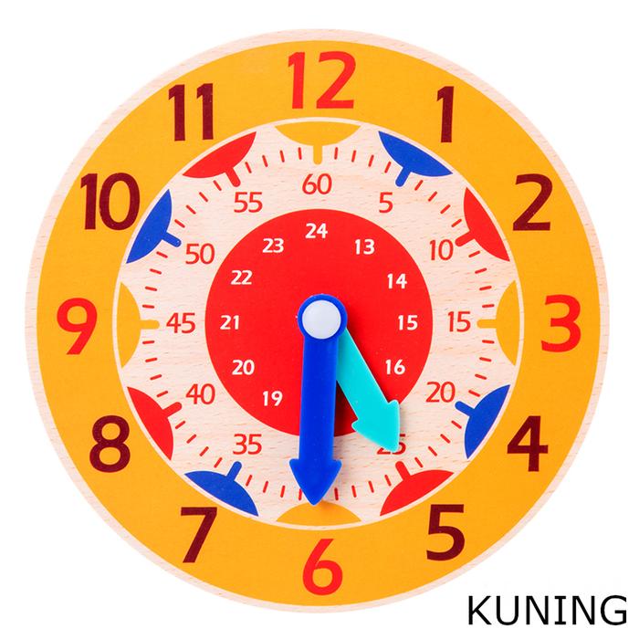 Gambar Jam Kayu / Wooden Clock/ Mainan Edukasi Jam Kayu - Kuning dari saidkidsshop88 undefined Tokopedia