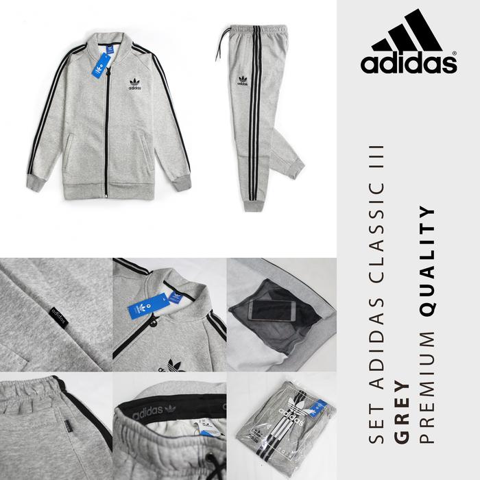 Jual STELAN JAKET ADIDAS CLASSIC GREY GRADE ORIGINAL Kota