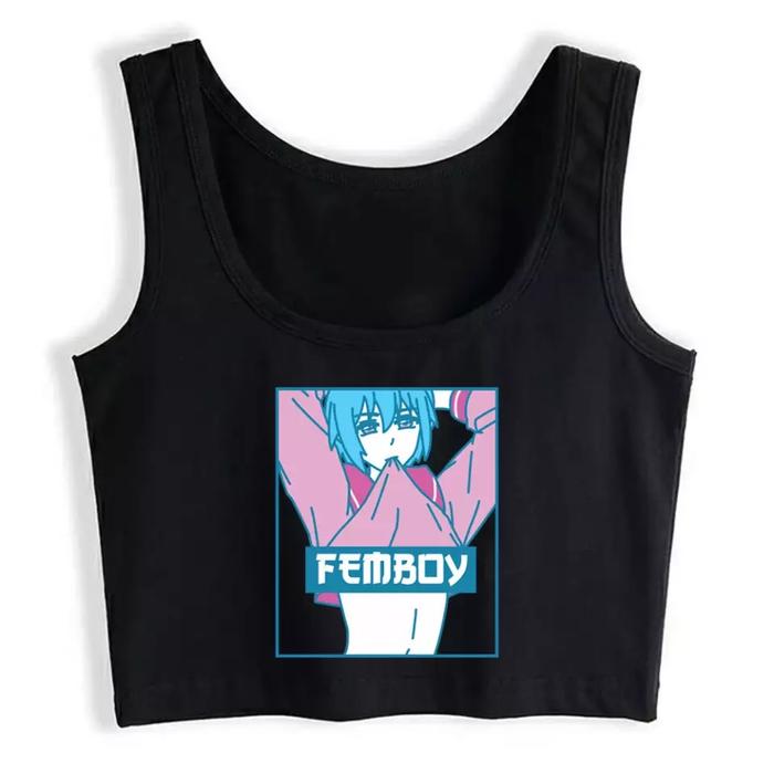 Gambar Crop Top Wanita Femboy Estetika Pastel Gay Yaoi Anime - M, Hitam dari rausportsstation undefined Tokopedia