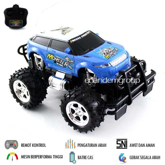 Gambar Mainan Mobil Remot Kontrol RC Monster Max Batre Cas Lampu LED - Biru dari enandemshop undefined Tokopedia