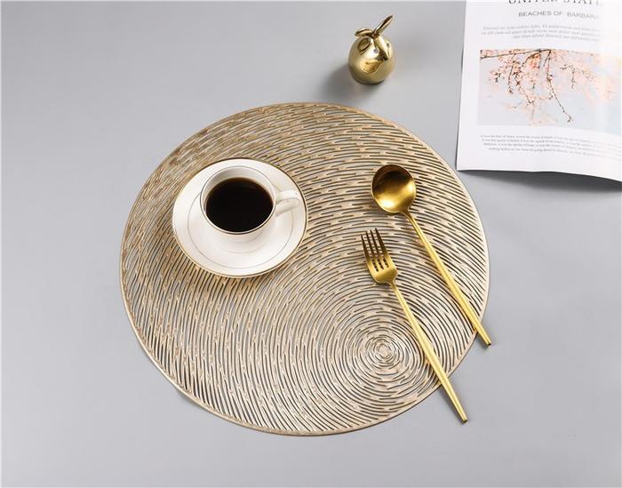 Gambar Placemat For Dining Table PVC/ Tatakan Piring PVC High Quality I .Gold - Gold dari Sejati Official Store undefined Tokopedia