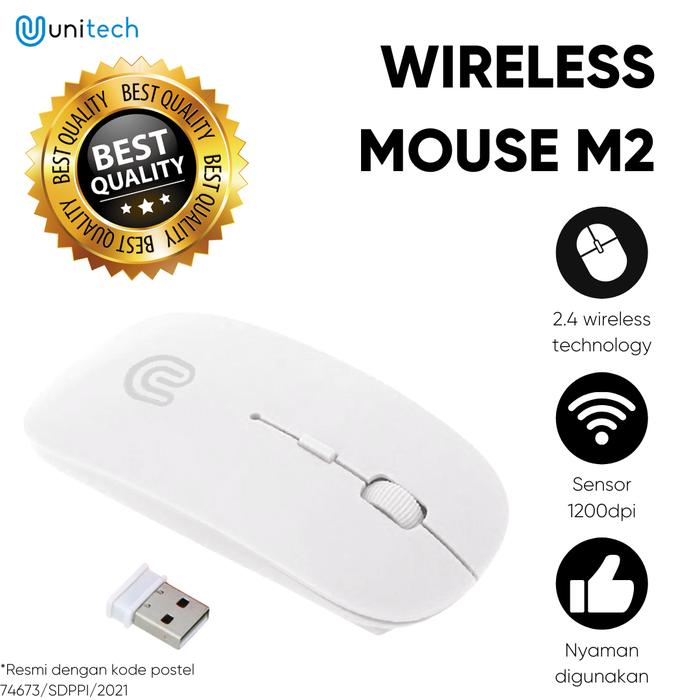 Gambar Thin Wireless Mouse APPLE SLIM WITH USB RECEIVER MACBOOK LAPTOP M2 - Putih dari Unitech Shop_NEW undefined Tokopedia