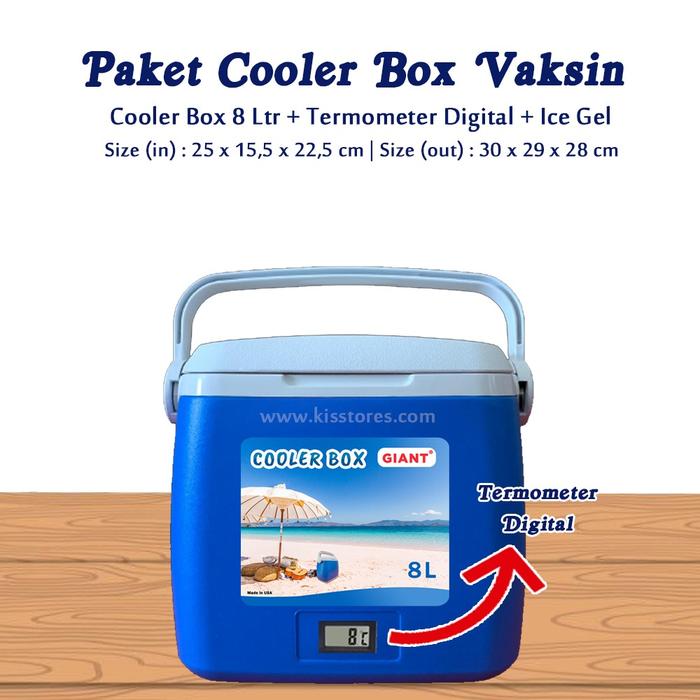 Gambar Cooler box Giant 8 L + Thermometer Digital / Cooler box vaksin - WITHTHERMOMETER dari kisstores_NEW undefined Tokopedia