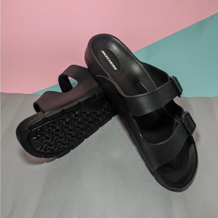 Sandal Selop Pria SKECHERS Sendal Cowok Terbaru Model Strap Tali NAVY, 40