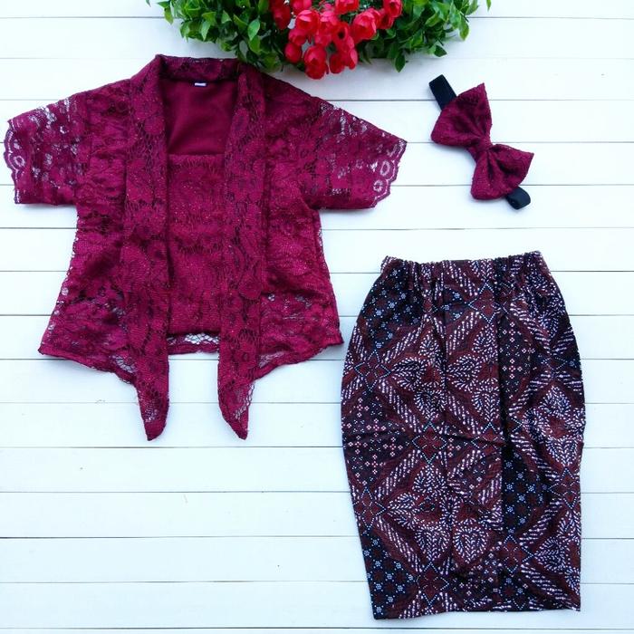 Gambar Kebaya Brokat Anak | KEBAYA BROKAT TIARA - Maroon, Size L dari B BABYSTORE undefined Tokopedia
