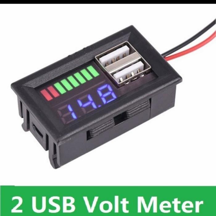 Display Volt Meter Indikator Level Battery Accu With 2 USB Charger