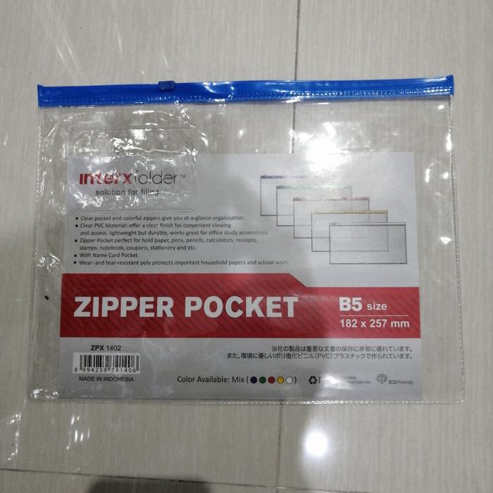 Gambar INTER X ZIPPER POCKET B5 INTER X - Biru dari ATK Pasar Pagi Official undefined Tokopedia