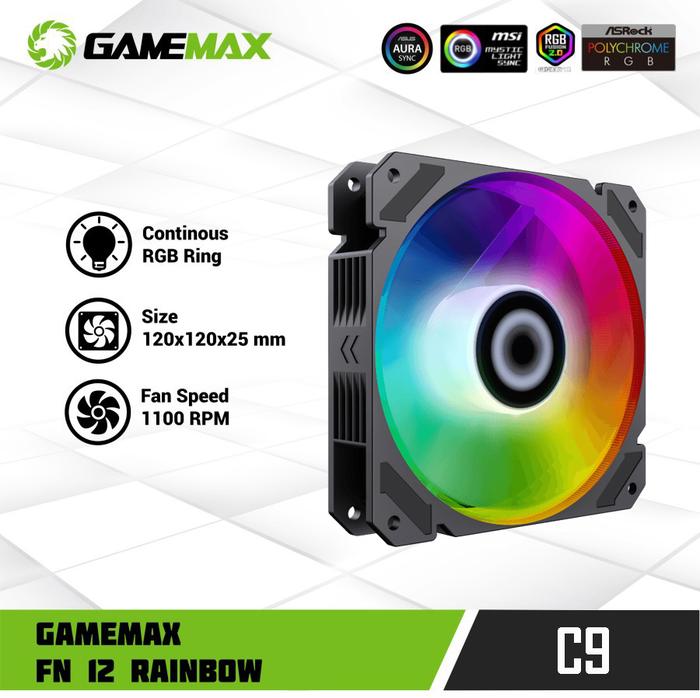 Gambar Fan Casing Gaming Gamemax FN-12 RAINBOW- D Cooling Fan ( ARGB ) - FN12 Rainbow C9 dari Universal disc undefined Tokopedia