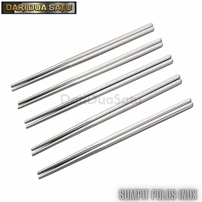 Gambar Sumpit Stainless Steel 1 Set 5 Pasang Motif Warna dan Polos - Polos(Inox) dari DariDuaSatu undefined Tokopedia