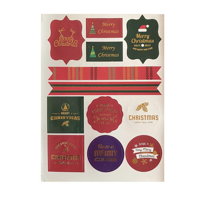 Gambar Merry Christmas Gold Foil Stickers Stiker Deco Gift Hamper Label Natal - Style A dari Ruluna undefined Tokopedia