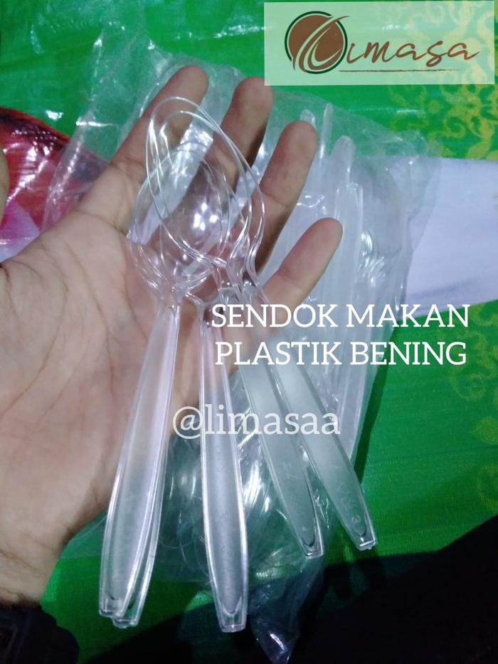 Gambar SENDOK MAKAN PLASTIK BENING 16CM 1PACK ISI 100PCS dari Limasaa undefined Tokopedia
