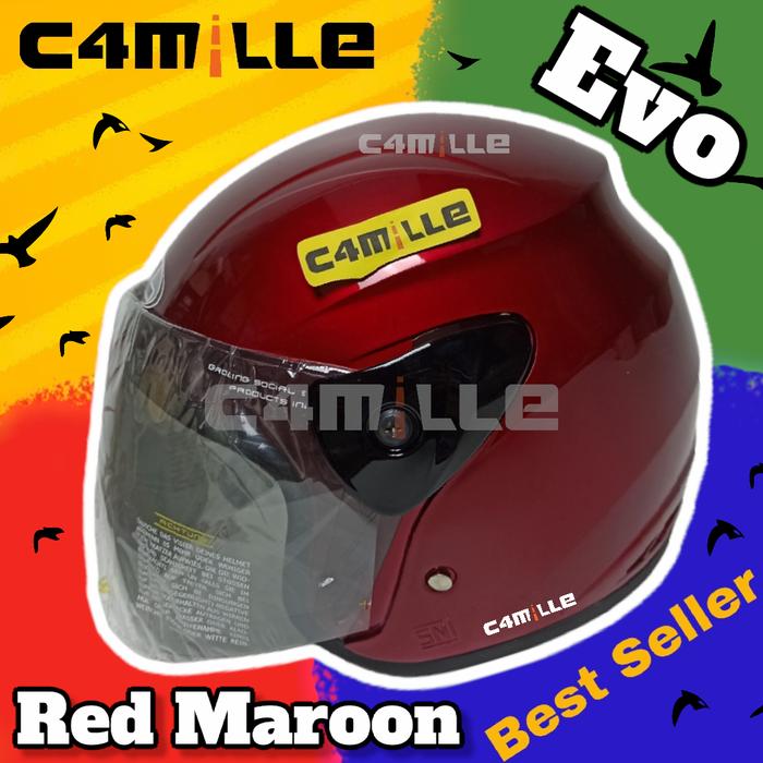 Promo HELM EVOLUTION POLOS RED MAROON 