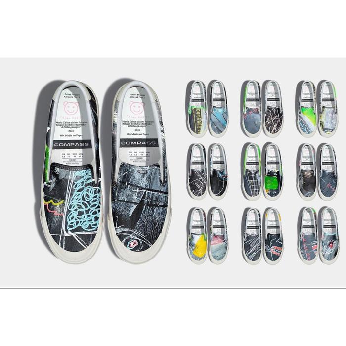 Jual Sepatu compass x jason ranti retrograde slip on artwork - ARTWORK ...