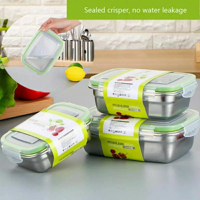 Gambar Kotak Makan Bento Lunch Box Makan Stainless Steel 850ml - KT046 Green dari TORAJAA STORE undefined Tokopedia