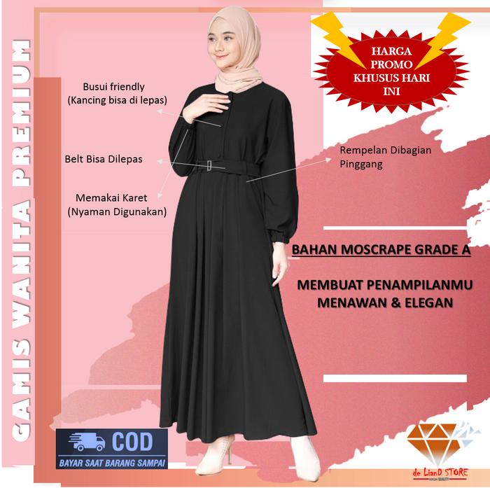 Gambar Baju Gamis Wanita Jumbo Anak Dewasa Remaja Murah Dress Modern Terbaru - Hitam, all size dari deliandstore undefined Tokopedia
