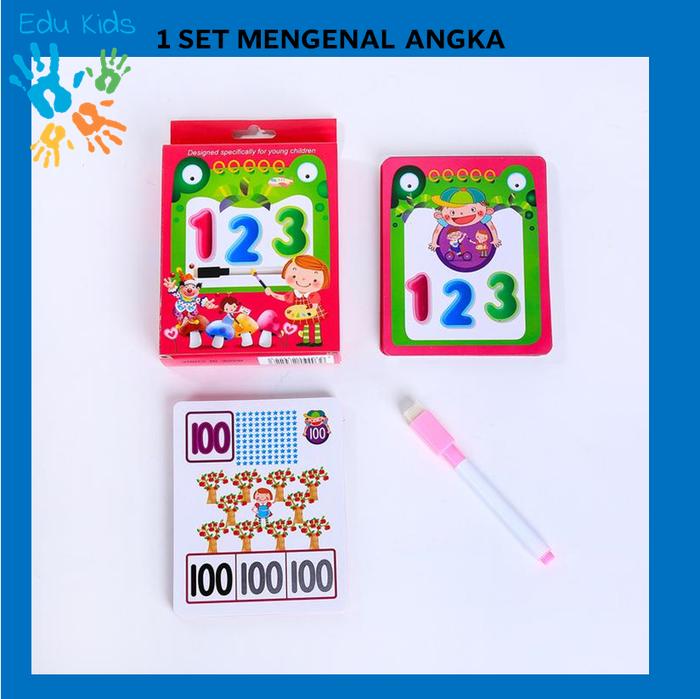 Gambar Flash Card Kartu Belajar Edukasi Mainan Anak Umur 2-10 Tahun + Pena - KBE ANGKA dari TB Retail undefined Tokopedia